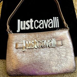 Just Cavalli Metallic Leather with Silver Crossbody Chain and accents